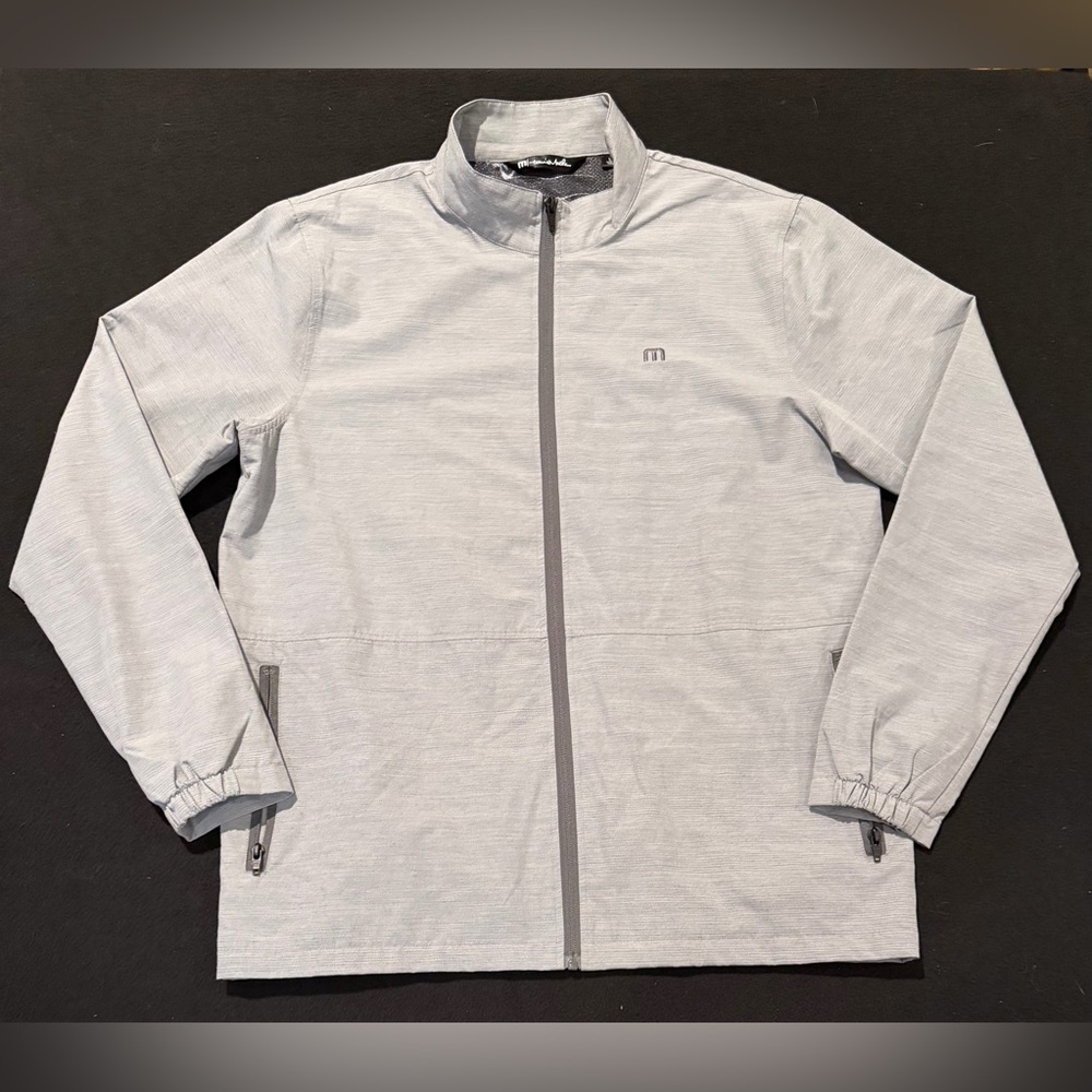Travis‎ Mathew Golf Jacket Grey Mens With Palm Tree Lining Print Sz Large